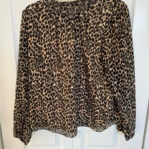 J. Crew Factory Leopard Print Blouse - Black and Tan